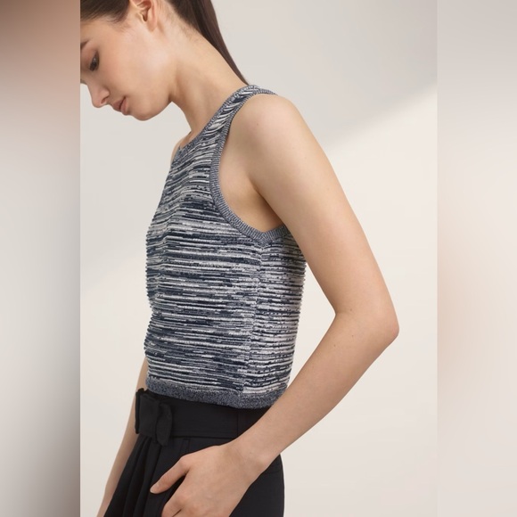 Babaton Aritzia XXS Alrik Rib-Knit Striped Tank High Neck Vest Top Office Preppy - Picture 9 of 9